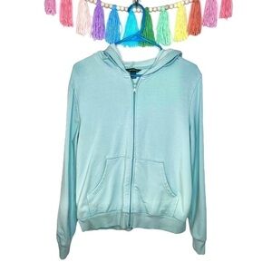 Eddie Bauer Zip Up Sea-foam Green Hooded Jacket Sweatshirt Size Medium